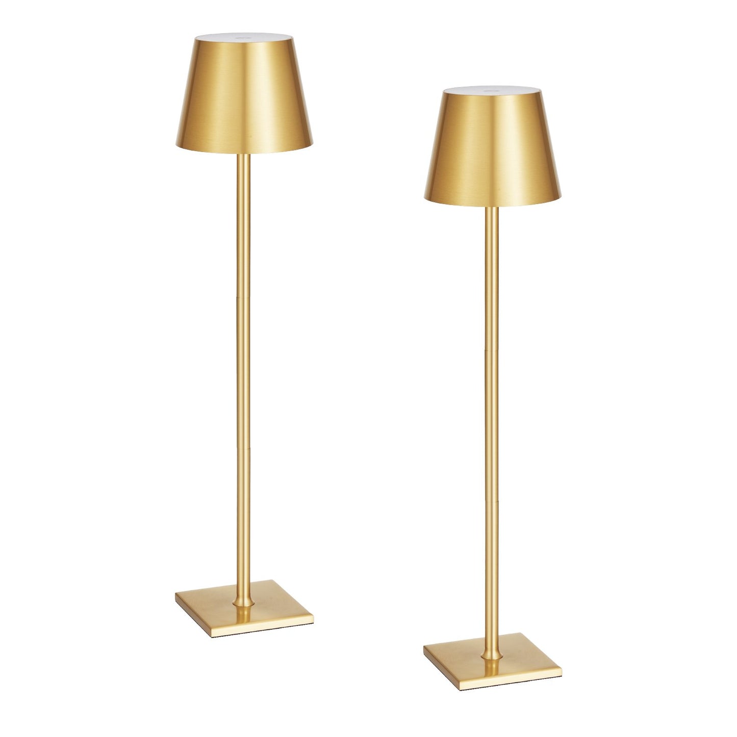 Set of two rechargeable gold table lamps for a refined interior