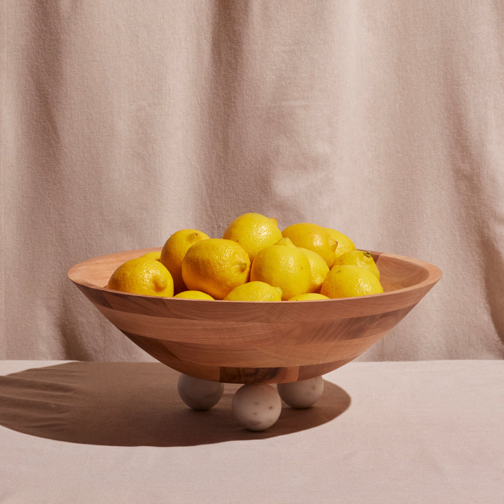 Meso Goods Sculptural Large Bowl — Arjun Wood & White Marble