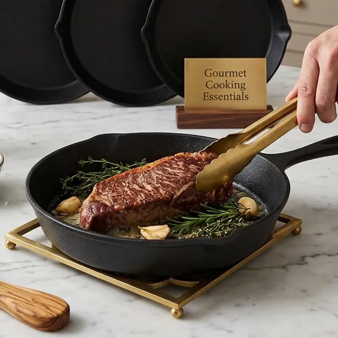 Pre-Seasoned Cast Iron Skillet Set — 3 Piece — product image 6
