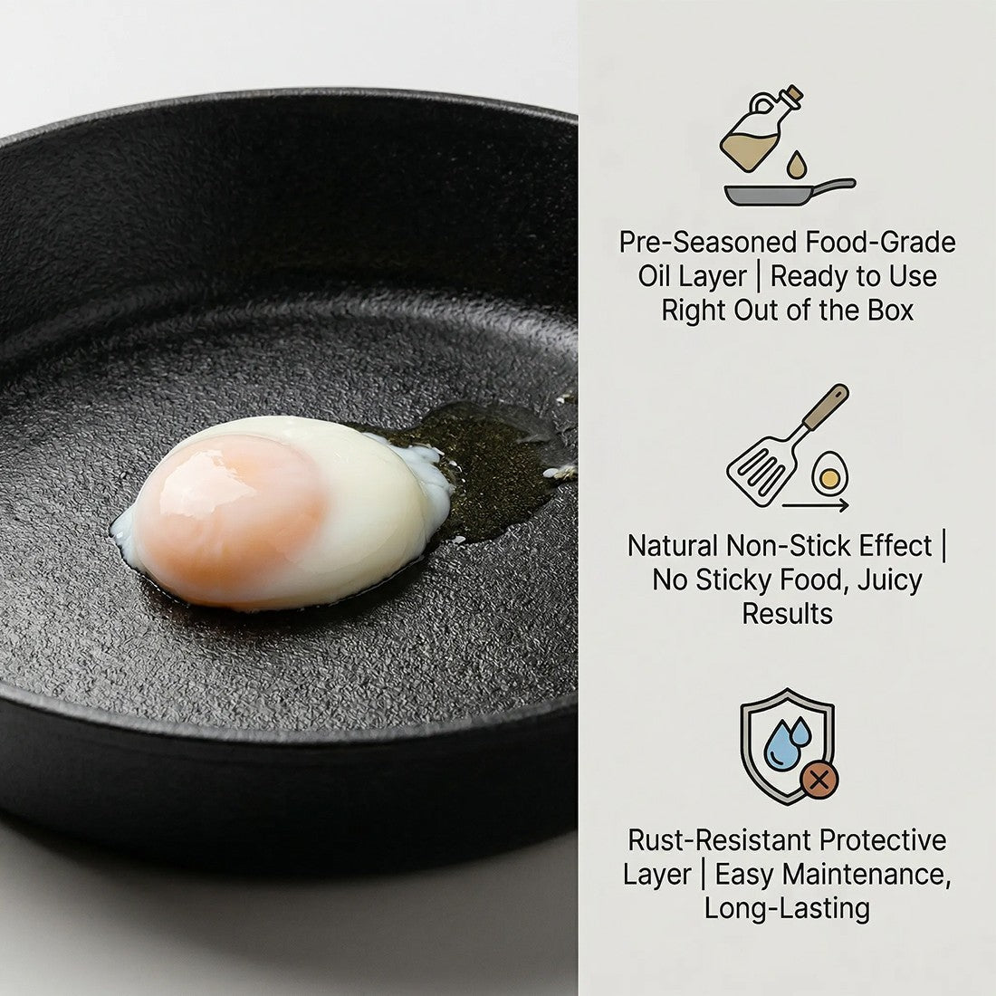 Pre-Seasoned Cast Iron Skillet Set — 3 Piece — product image 7