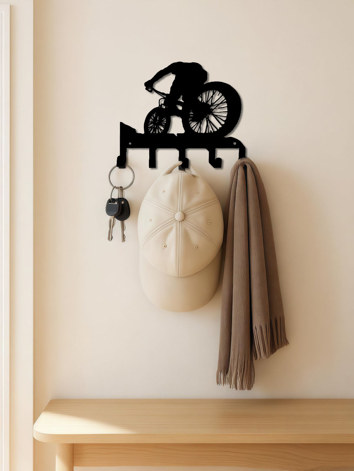 Elegant metal wall art with an integrated coat hook