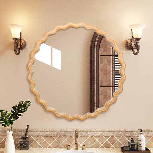 Round Wavy-Frame Wall Mirror