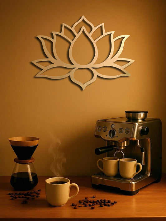 Large modern lotus metal wall art for an elegant living room